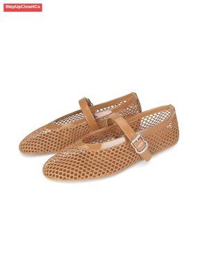 Mesh Ballet Flats Buckle Strap Comfy Casual Office Fishnet Ballerina Shoes